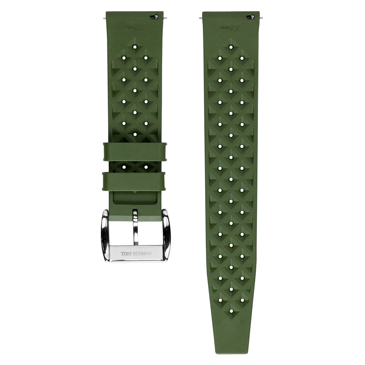 WatchGecko Vintage Tropical Style FKM Rubber Watch Strap - Green - Image 7