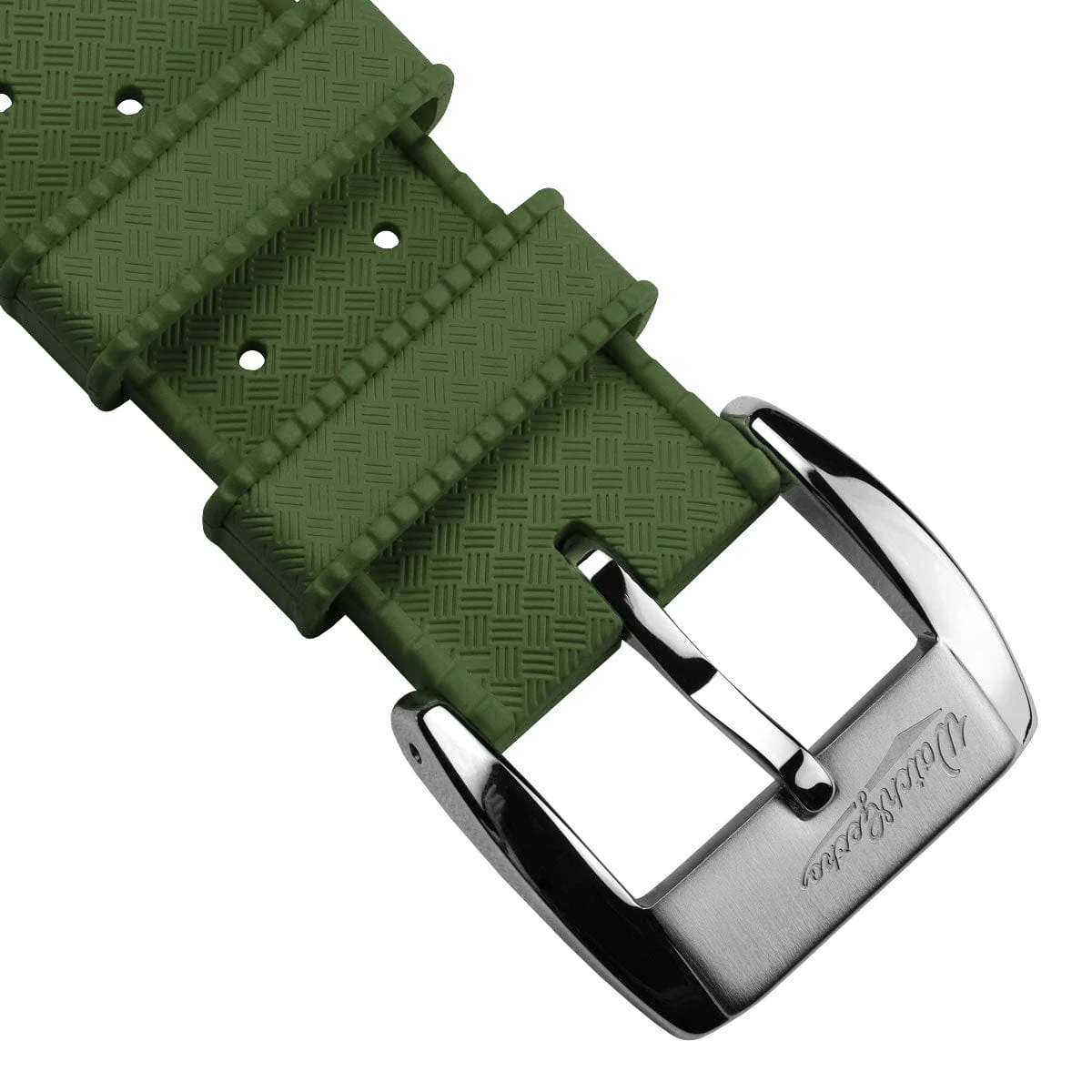 WatchGecko Vintage Tropical Style FKM Rubber Watch Strap - Green - Image 8