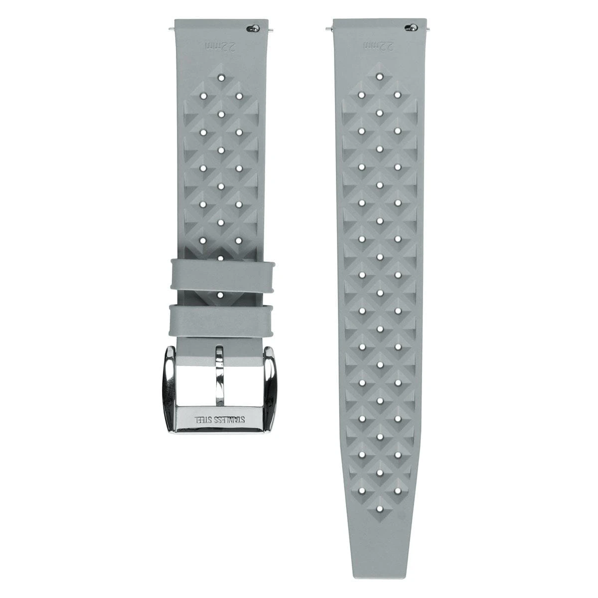 WatchGecko Vintage Tropical Style FKM Rubber Watch Strap - Grey - Image 7