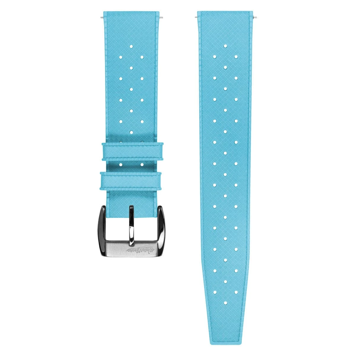 WatchGecko Vintage Tropical Style FKM Rubber Watch Strap - Light Blue - Image 3