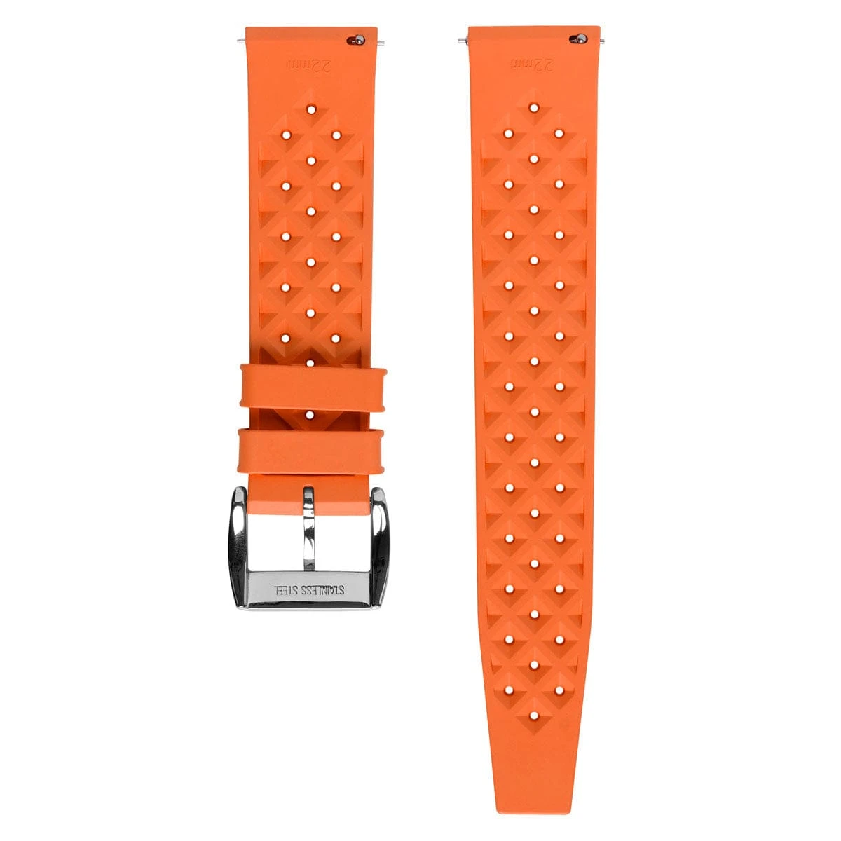WatchGecko Vintage Tropical Style FKM Rubber Watch Strap - Orange - Image 7