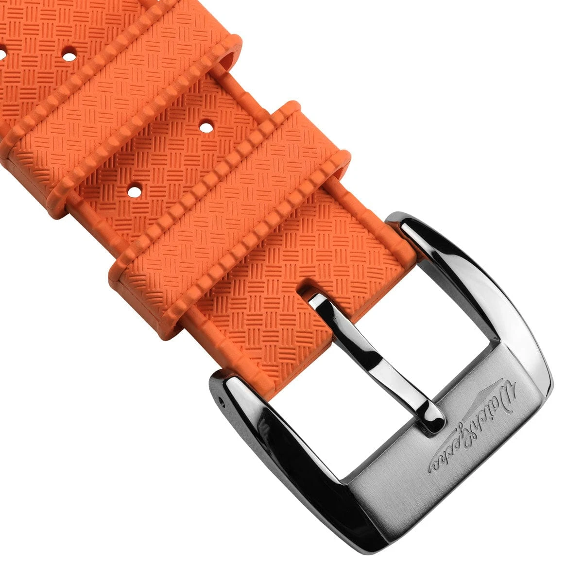 WatchGecko Vintage Tropical Style FKM Rubber Watch Strap - Orange - Image 4