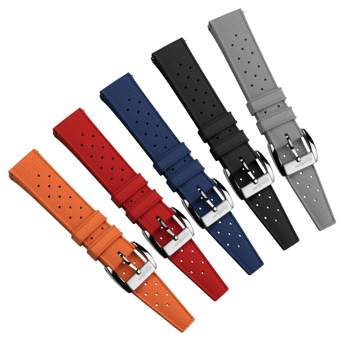 WatchGecko Vintage Tropical Style FKM Rubber Watch Strap - Orange - Image 10
