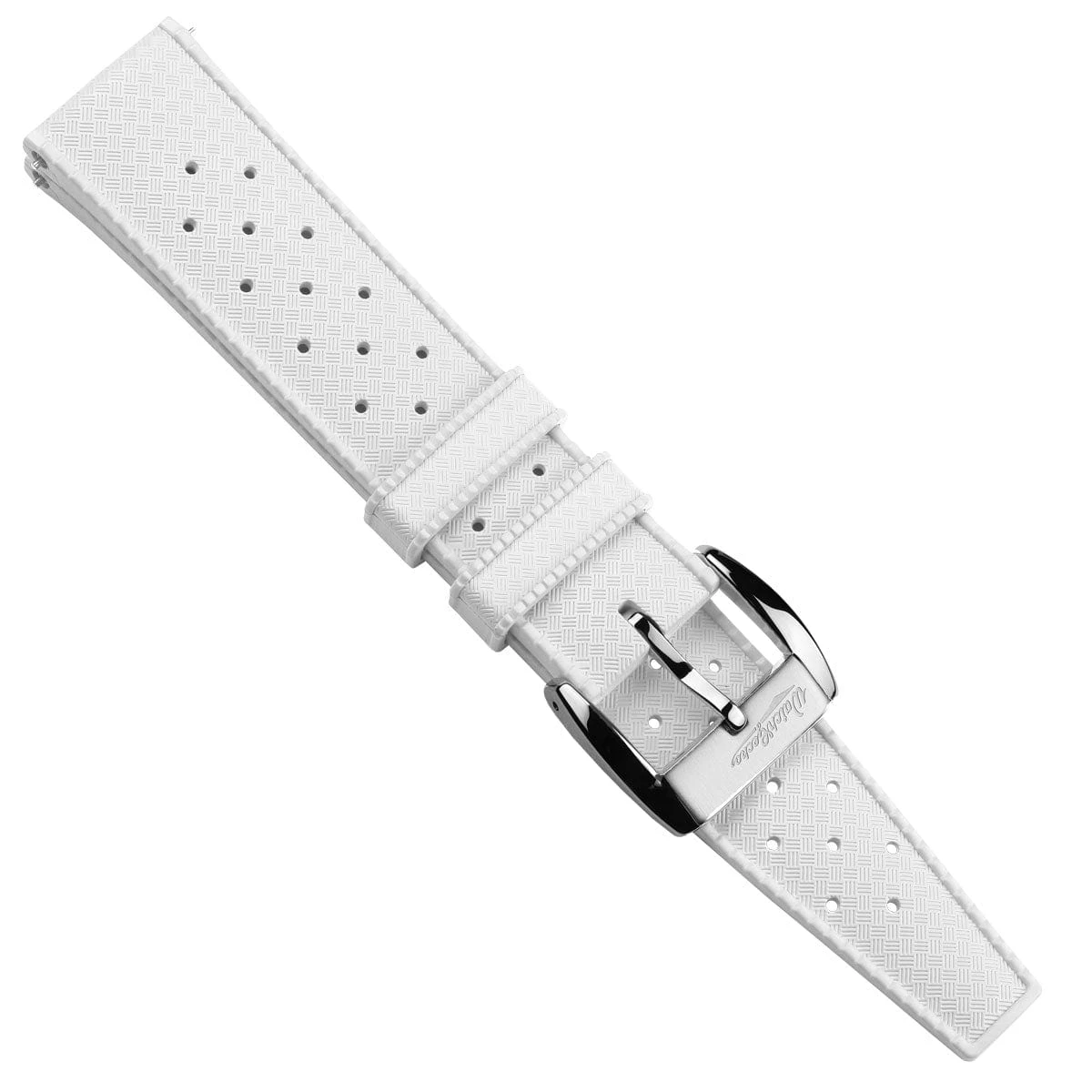 WatchGecko Vintage Tropical Style FKM Rubber Watch Strap - White - Image 8