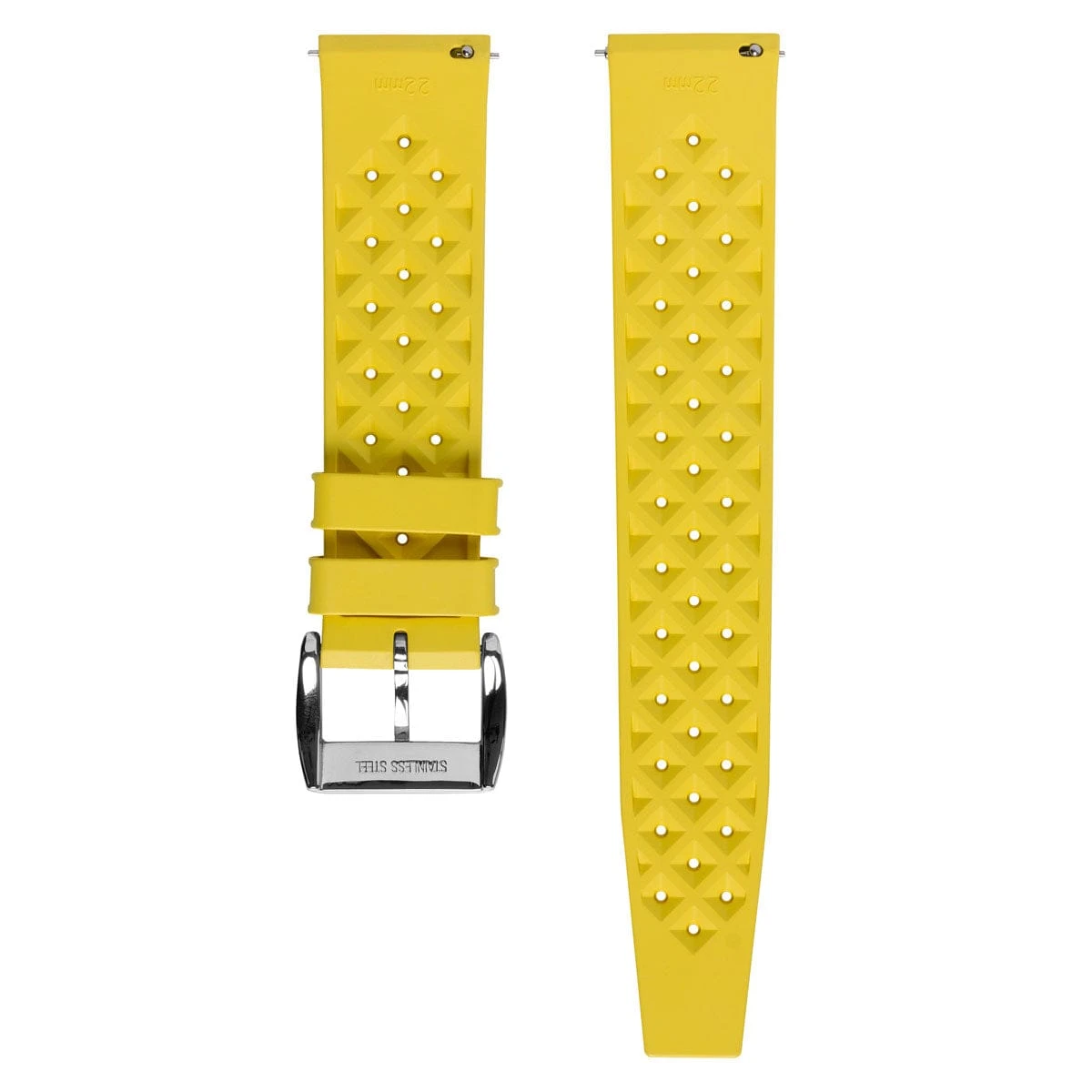 WatchGecko Vintage Tropical Style FKM Rubber Watch Strap - Yellow - Image 7