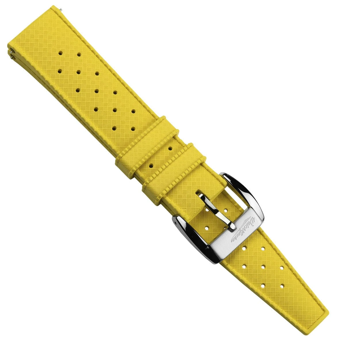 WatchGecko Vintage Tropical Style FKM Rubber Watch Strap - Yellow - Image 5