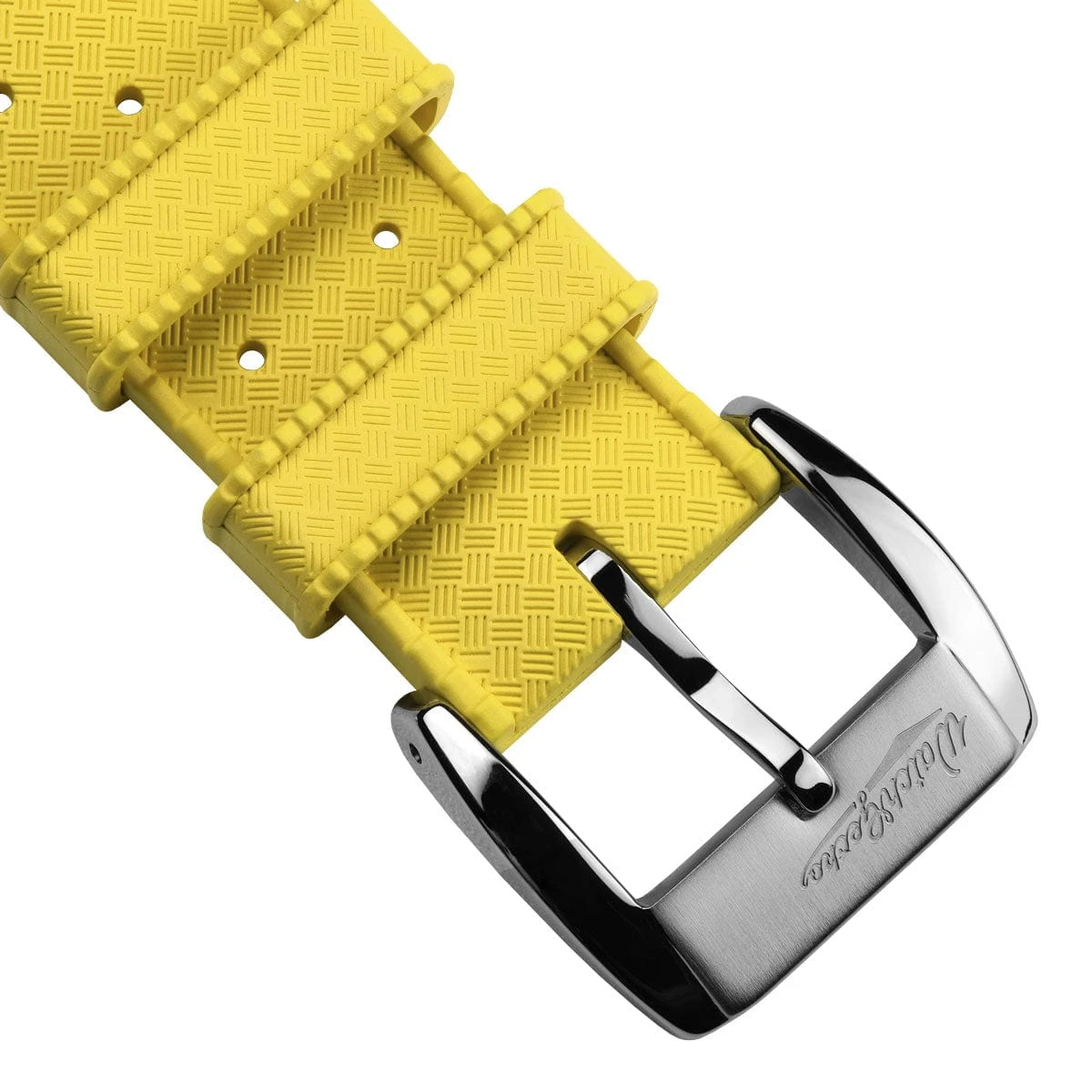 WatchGecko Vintage Tropical Style FKM Rubber Watch Strap - Yellow - Image 3