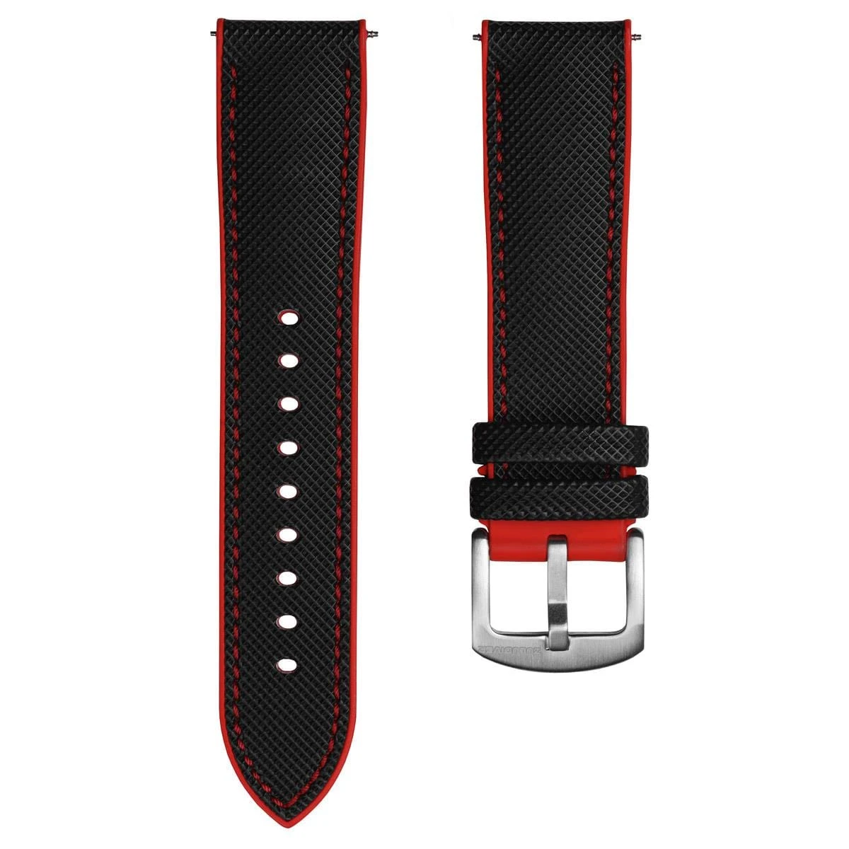 ZULUDIVER Anvil FKM Rubber Watch Strap - Black / Red