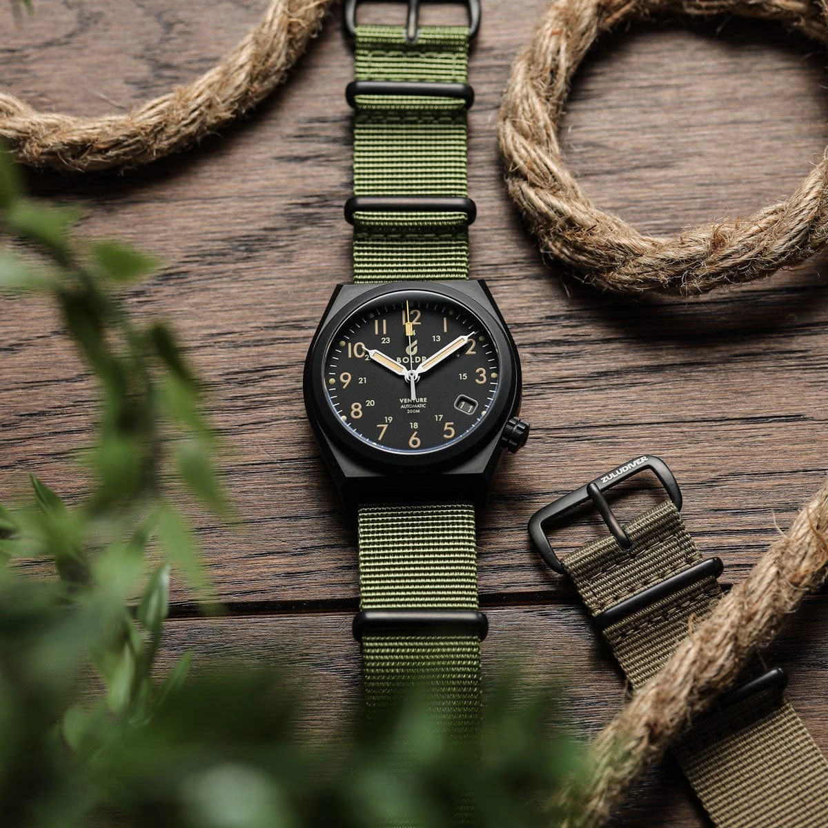 ZULUDIVER 1973 British Military Watch Strap: CADET - Army Green - PVD IP Black - Image 3