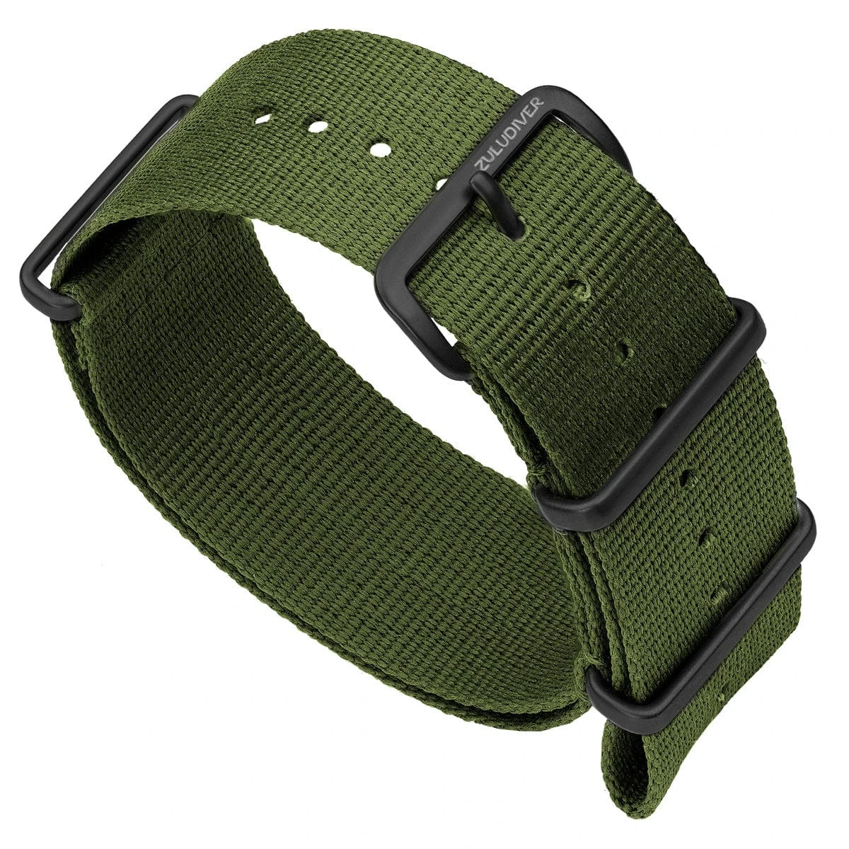 ZULUDIVER 1973 British Military Watch Strap: CADET - Army Green - PVD IP Black