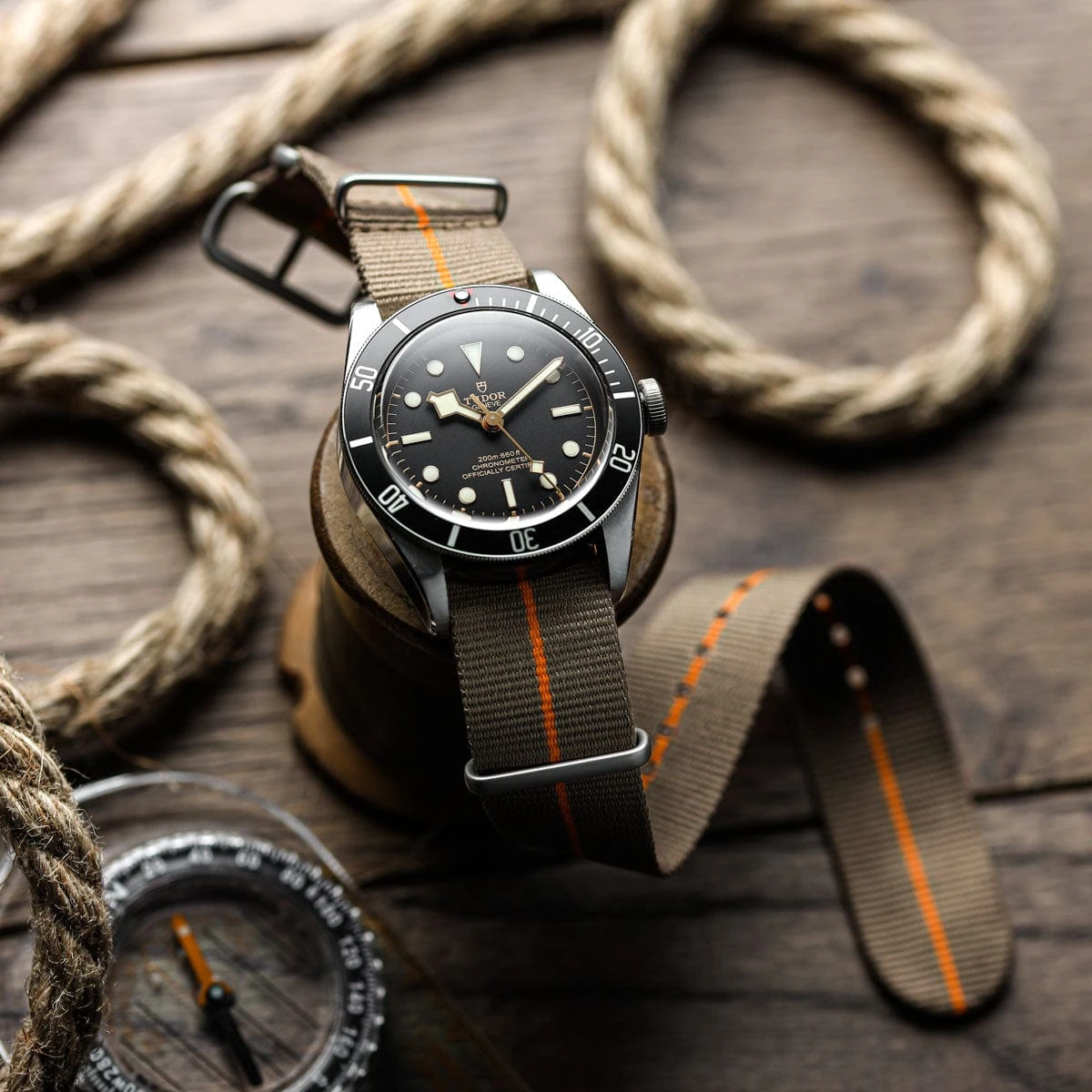 ZULUDIVER 1973 British Military Watch Strap: CADET Marine Nationale - Desert Sand & Orange - Image 3