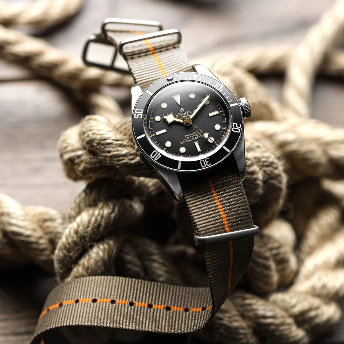 ZULUDIVER 1973 British Military Watch Strap: CADET Marine Nationale - Desert Sand & Orange - Image 2