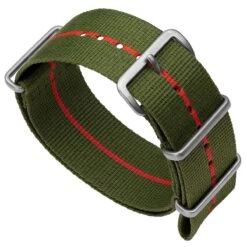 ZULUDIVER 1973 British Military Watch Strap: CADET Marine Nationale - Green & Red