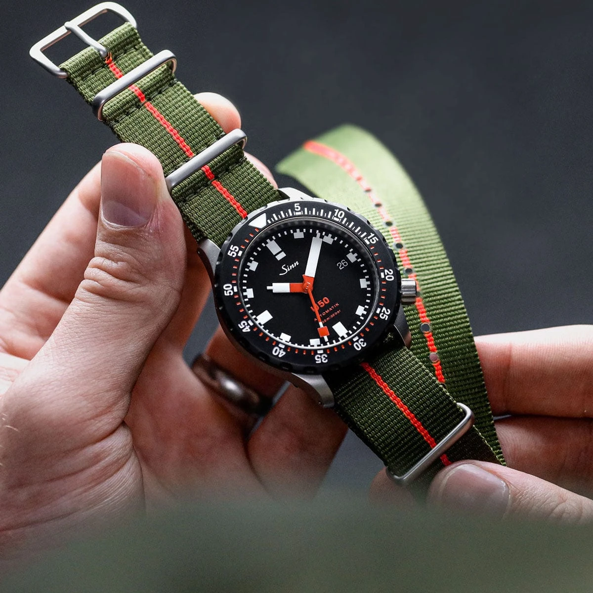 ZULUDIVER 1973 British Military Watch Strap: CADET Marine Nationale - Green & Red - Image 2