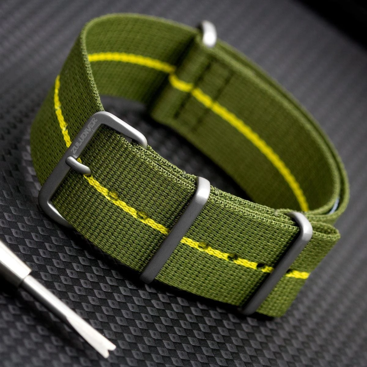 ZULUDIVER 1973 British Military Watch Strap: CADET Marine Nationale - Green & Yellow - Image 5