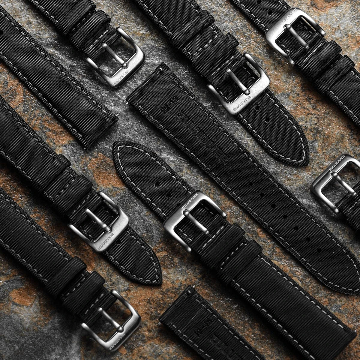 ZULUDIVER Mayday Sailcloth Padded Divers Watch Strap - Off White Stitching - Image 5