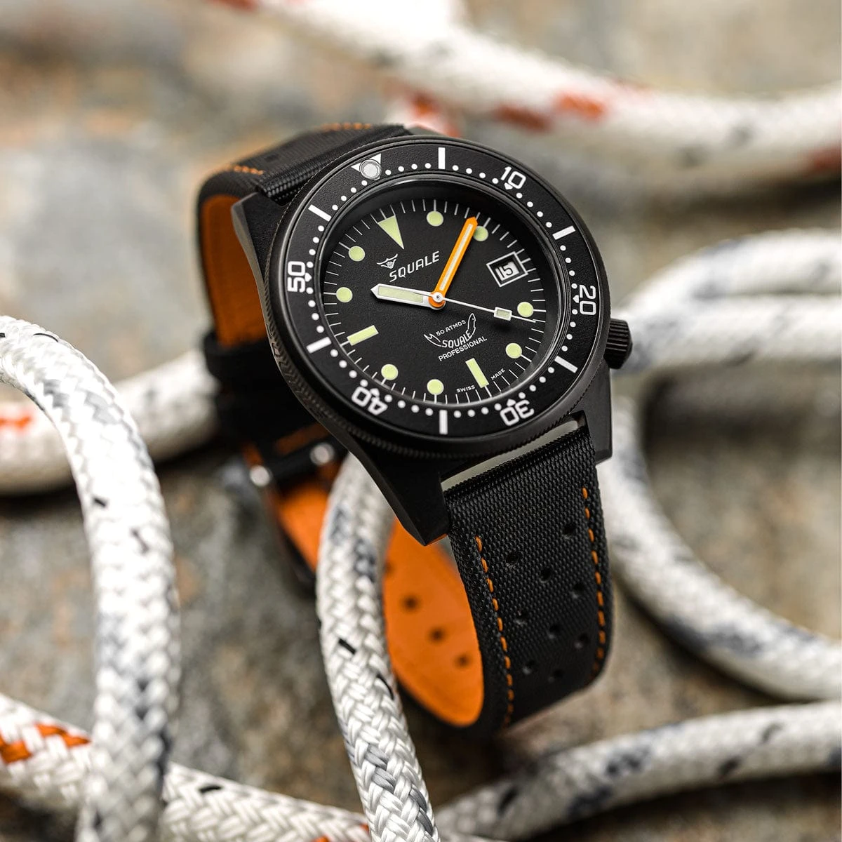 ZULUDIVER Mayday Navigator Sailcloth Padded Divers Watch Strap - Orange - Image 2