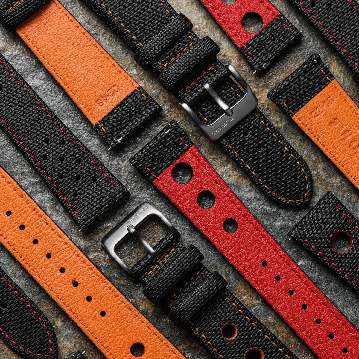 ZULUDIVER Mayday Navigator Sailcloth Padded Divers Watch Strap - Orange - Image 7