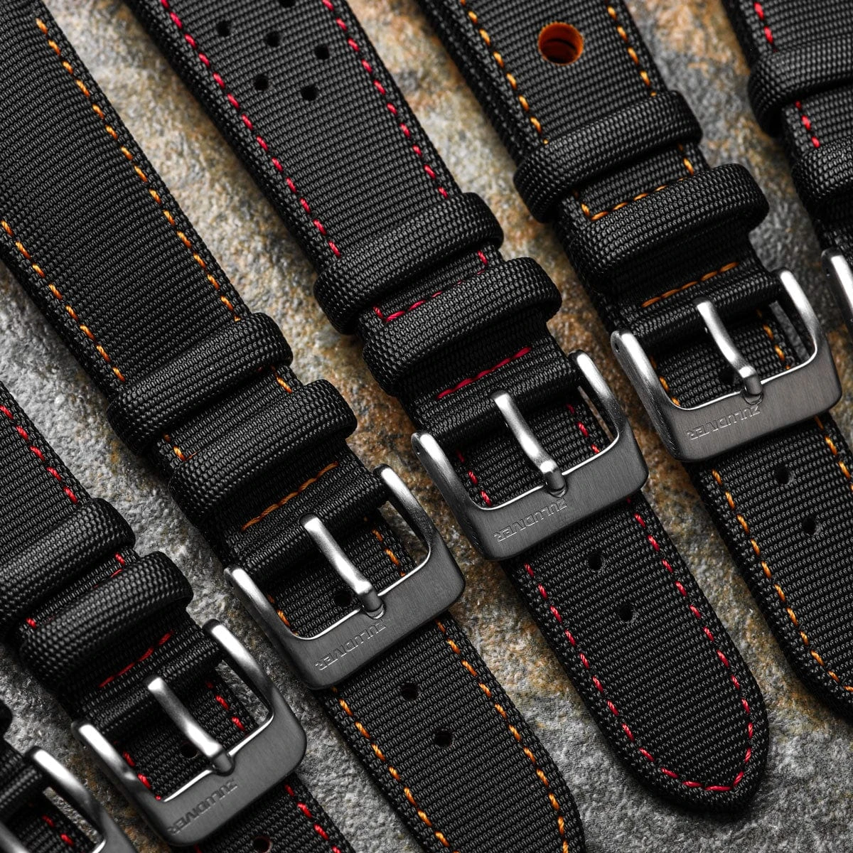 ZULUDIVER Mayday Navigator Sailcloth Padded Divers Watch Strap - Orange - Image 9