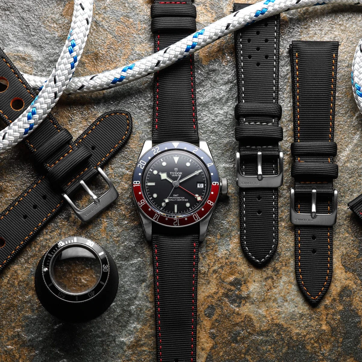 ZULUDIVER Mayday Navigator Sailcloth Padded Divers Watch Strap - Orange - Image 4