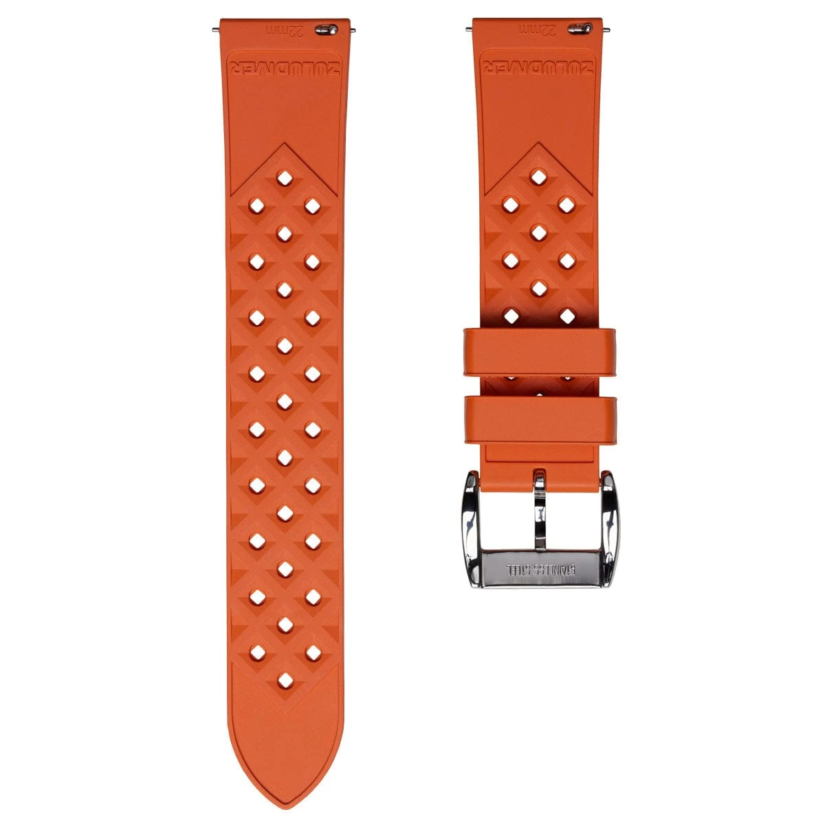 ZULUDIVER Modern Tropical Style Rubber Watch Strap - Orange - Image 9