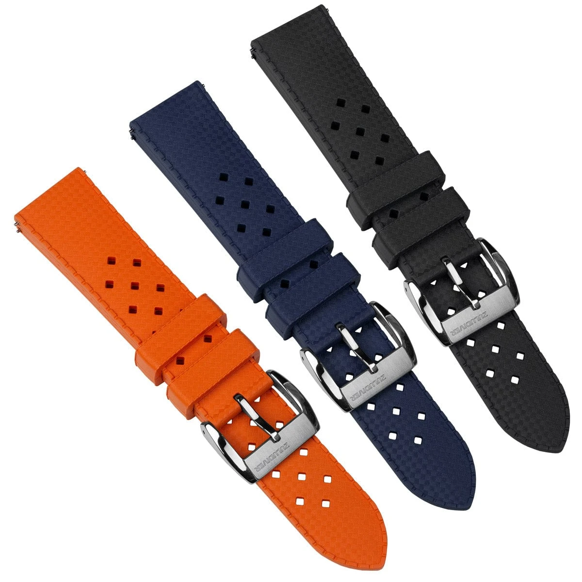 ZULUDIVER Modern Tropical Style Rubber Watch Strap - Orange - Image 10