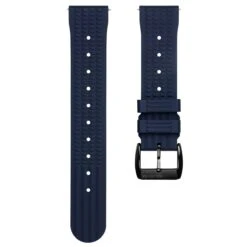 ZULUDIVER Seacroft Waffle FKM Rubber Dive Watch Strap (MkII) - Blue - Black Buckle