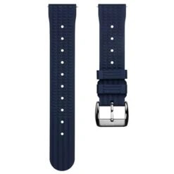 ZULUDIVER Seacroft Waffle FKM Rubber Dive Watch Strap (MkII) - Blue - Brushed Buckle