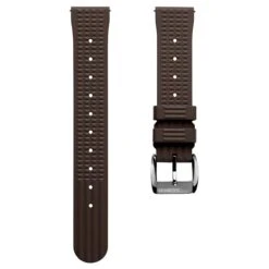 ZULUDIVER Seacroft Waffle FKM Rubber Dive Watch Strap (MkII) - Brown - Brushed Buckle