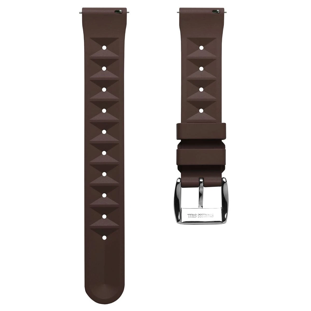 ZULUDIVER Seacroft Waffle FKM Rubber Dive Watch Strap (MkII) - Brown - Brushed Buckle - Image 5