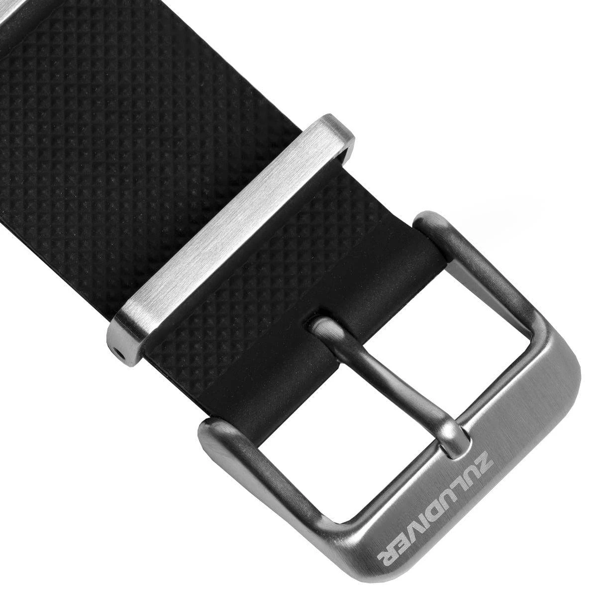ZULUDIVER Seaton FKM Rubber Military Watch Strap - Black - Polished Buckles - Image 7