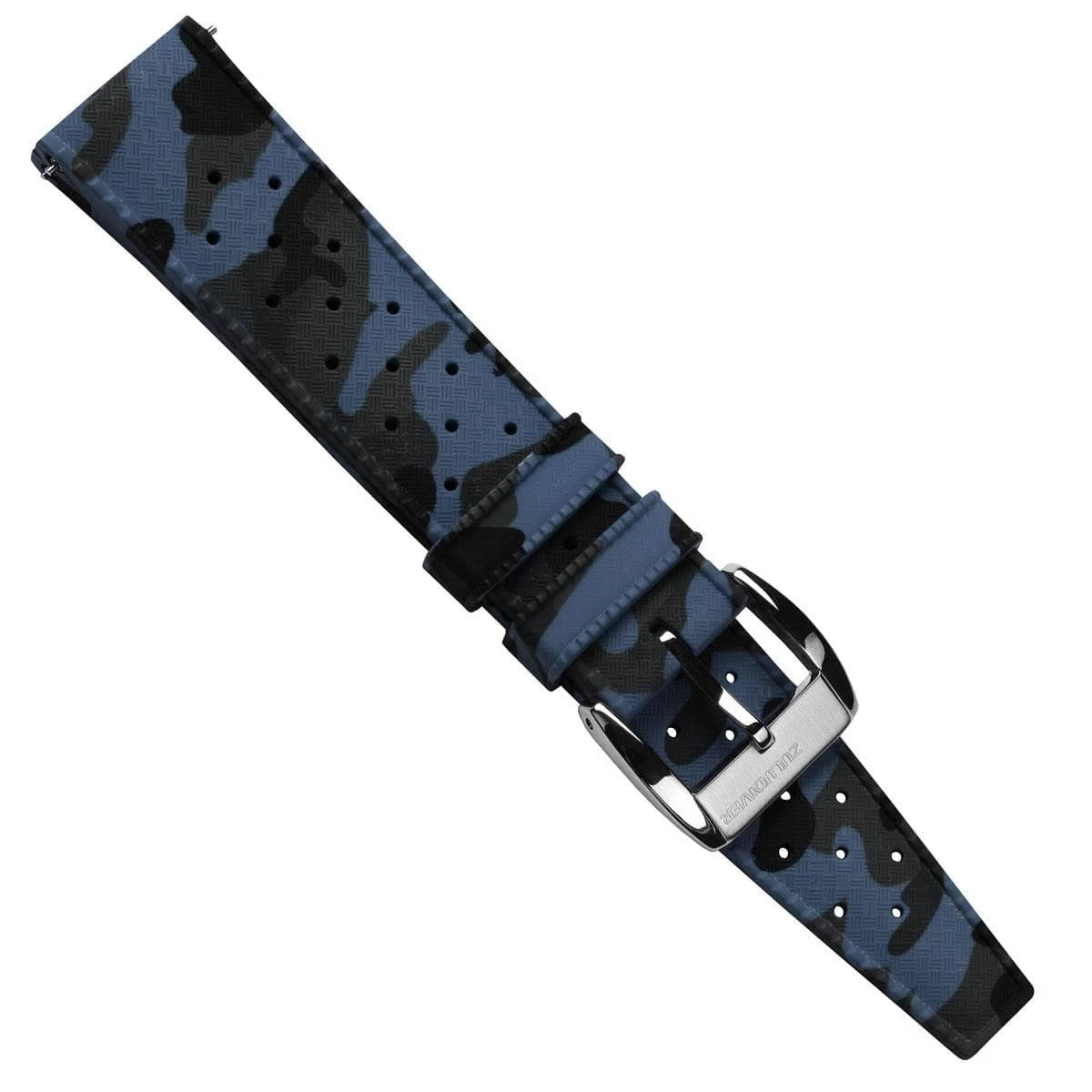 ZULUDIVER Tropic Style FKM Rubber Watch Strap - Camouflage Blue - Image 2