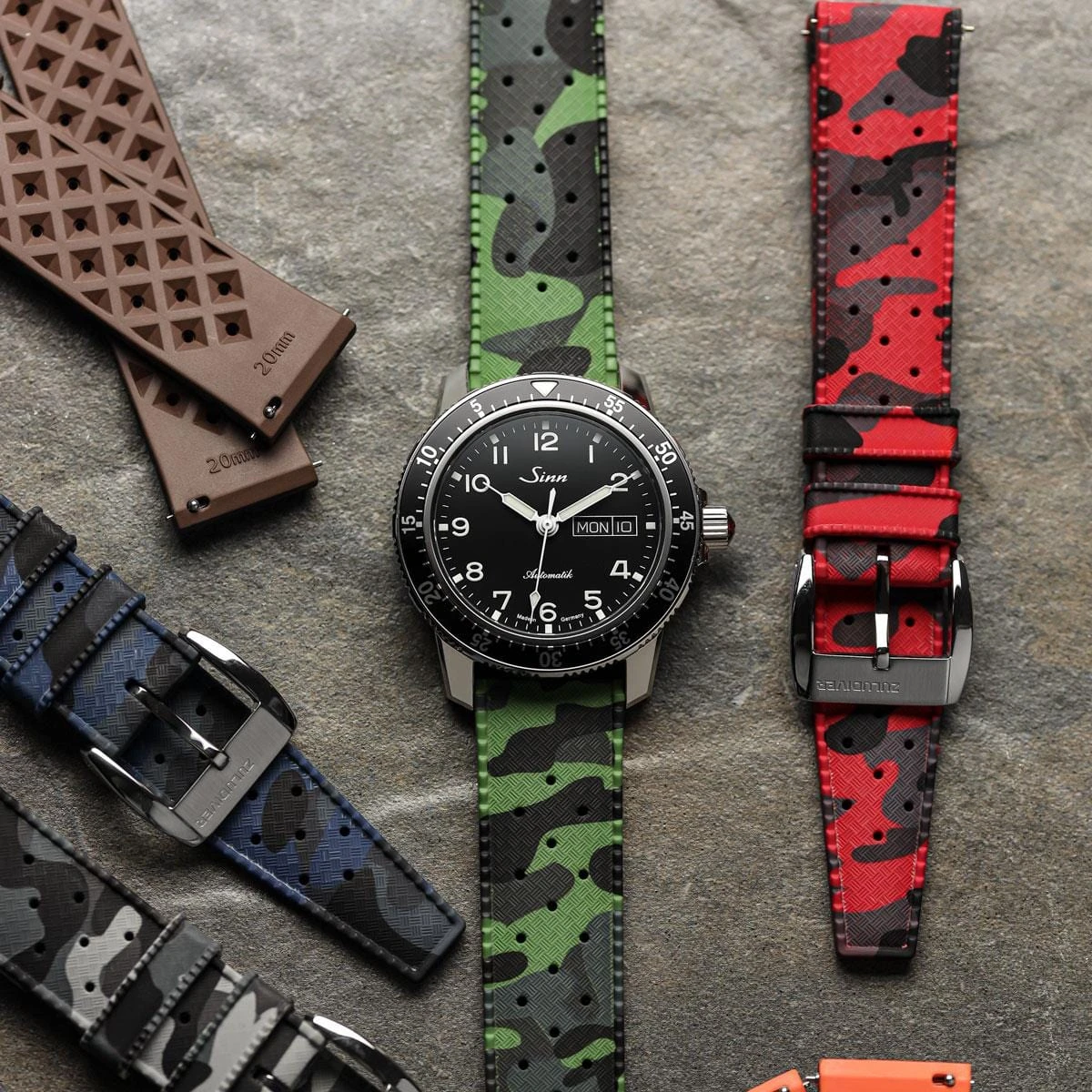 ZULUDIVER Tropic Style FKM Rubber Watch Strap - Camouflage Green - Image 5