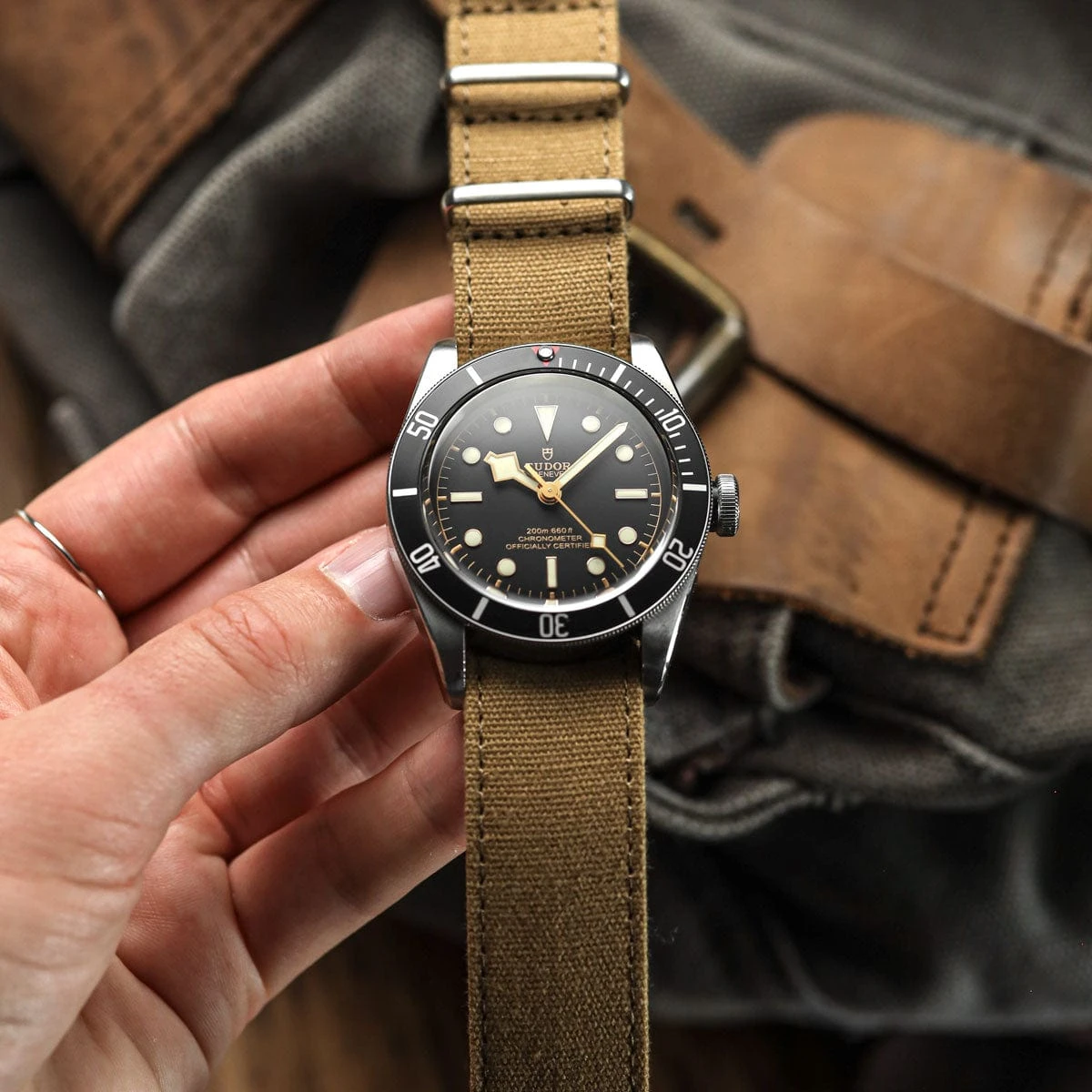 ZULUDIVER Vintage Canvas Military Watch Strap - Desert Sand - Image 2
