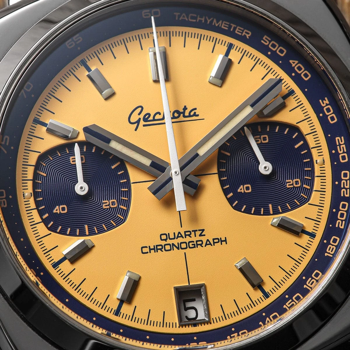 Geckota Chronotimer Chronograph Watch Yellow Racing Dial - Image 5