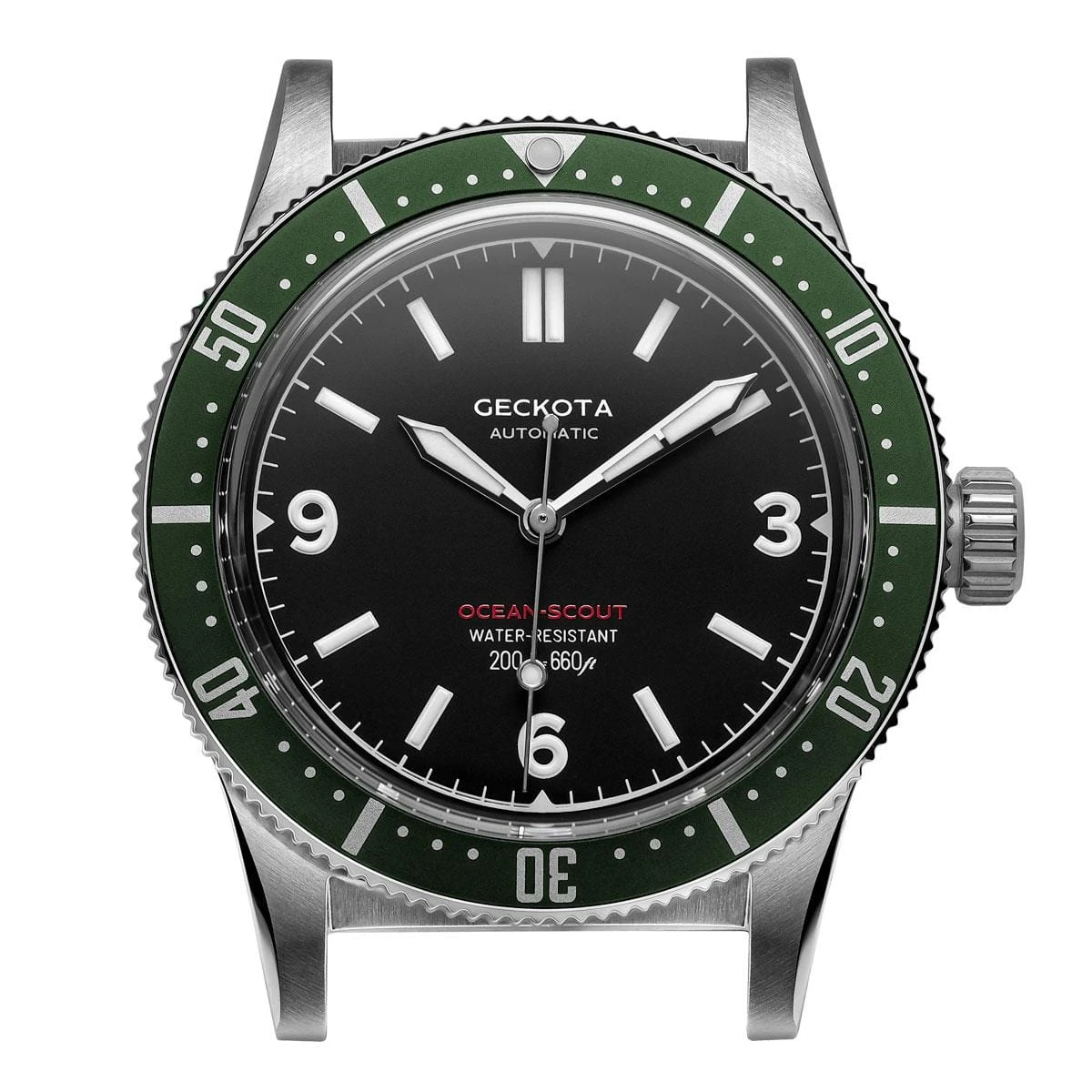 Geckota Ocean-Scout Dive Watch - Emerald Green - Black Nylon Strap - Image 14
