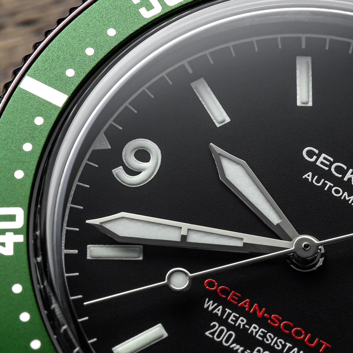 Geckota Ocean-Scout Dive Watch - Emerald Green - Black Nylon Strap - Image 7