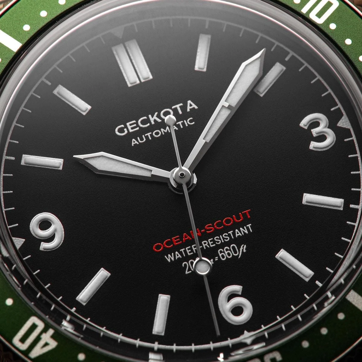 Geckota Ocean-Scout Dive Watch - Emerald Green - Black Nylon Strap - Image 10