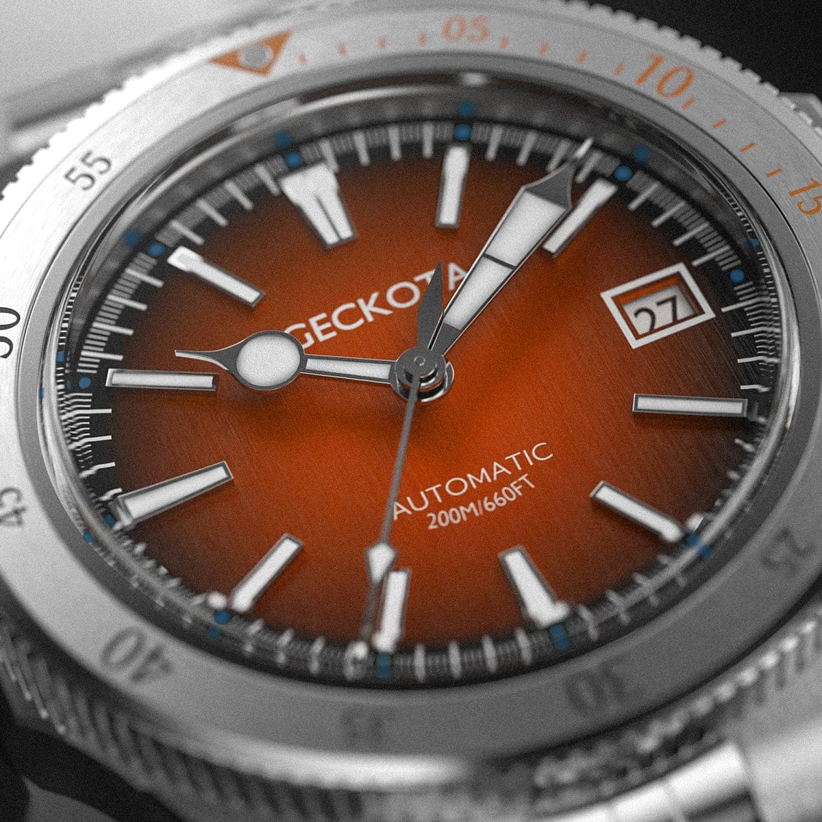 Geckota Sea Hunter Automatic Diver's Watch Steel Edition - Orange Dial - Image 6