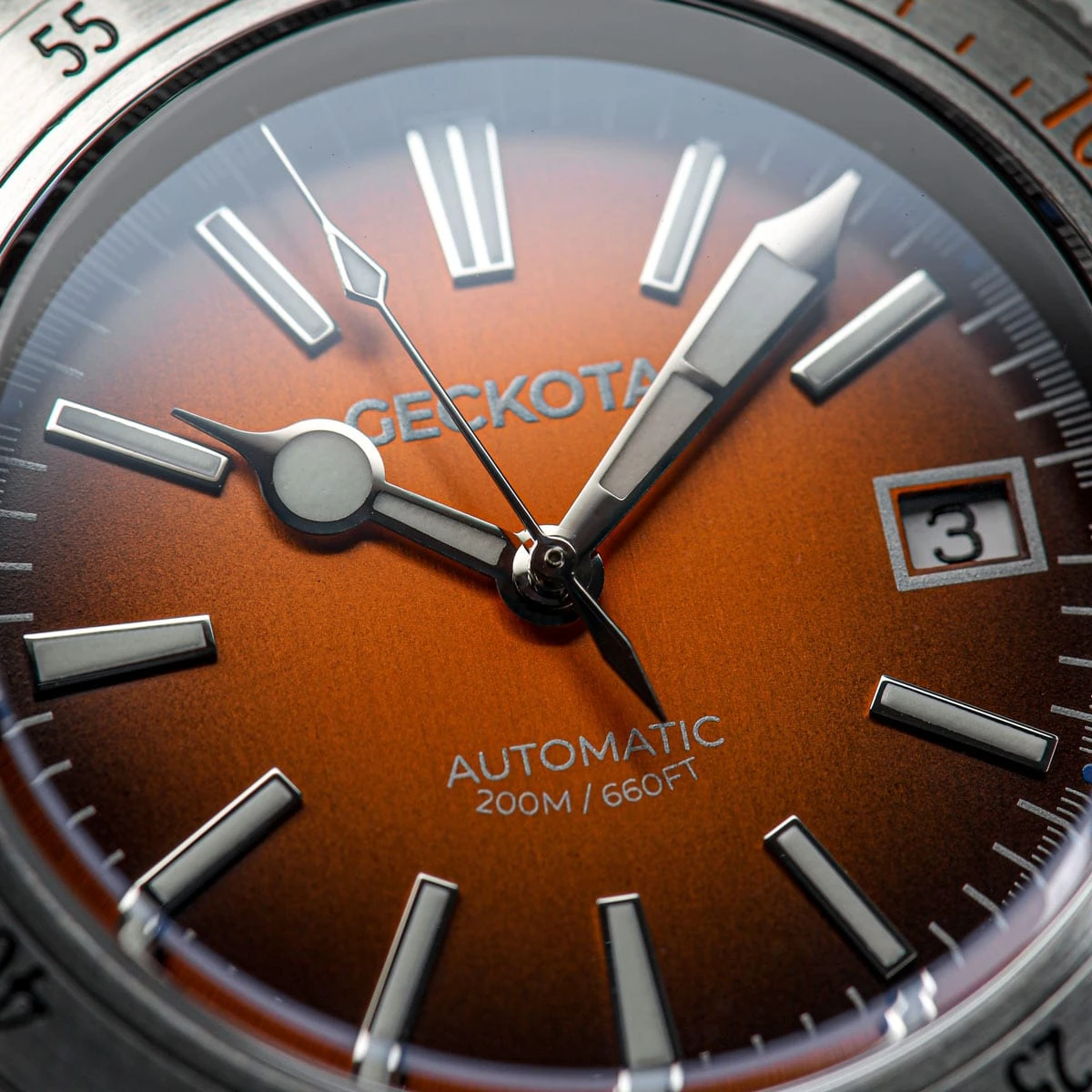 Geckota Sea Hunter Automatic Diver's Watch Steel Edition - Orange Dial - Image 7