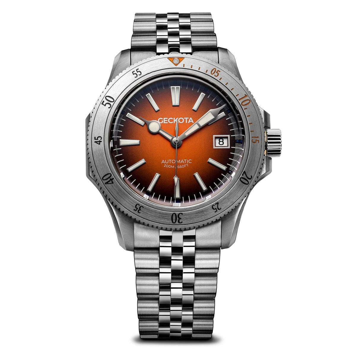 Geckota Sea Hunter Automatic Diver's Watch Steel Edition - Orange Dial - Image 10