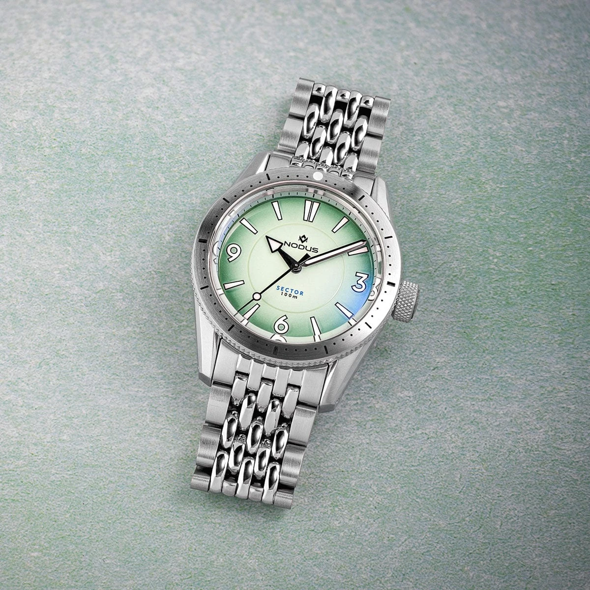 Nodus Sector Dive Automatic Watch - Seafoam Dial - DLC Bezel - Image 6
