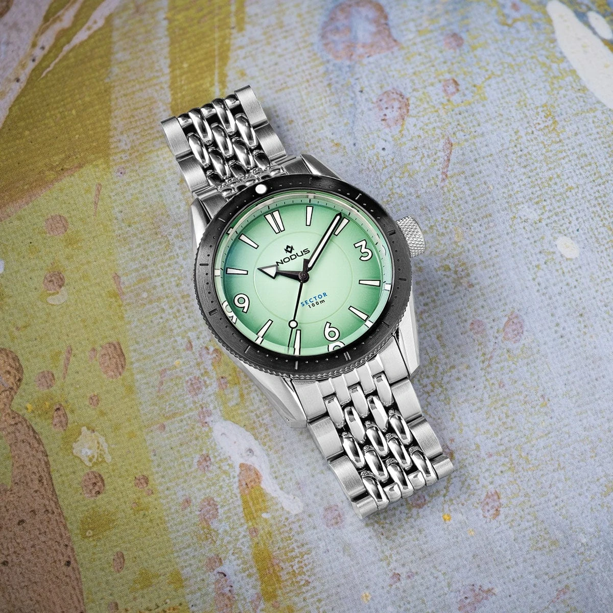 Nodus Sector Dive Automatic Watch - Seafoam Dial - Steel Bezel - Image 6
