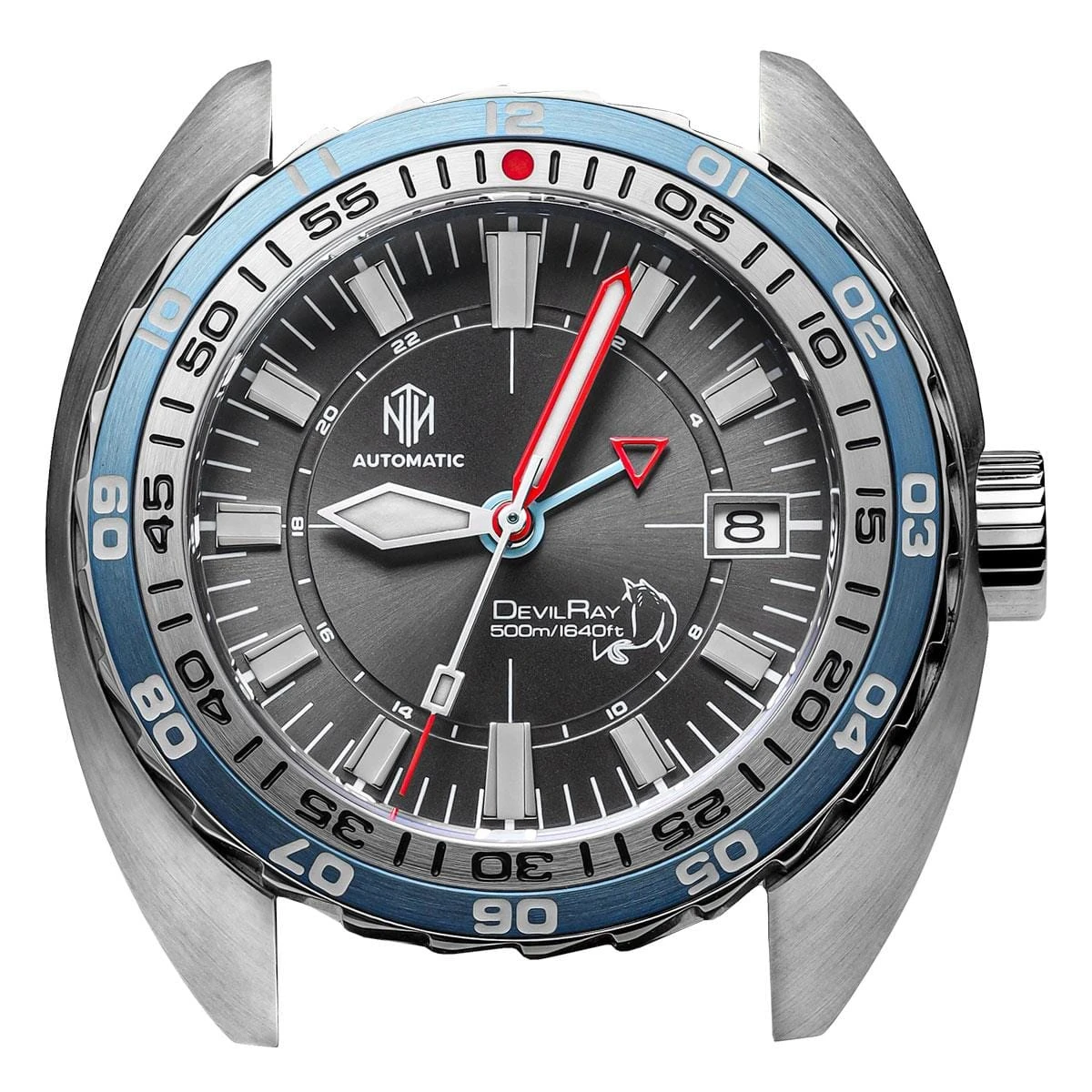 NTH DevilRay - Grey Sunburst GMT - Leather Strap - WatchGecko Exclusive - Image 8