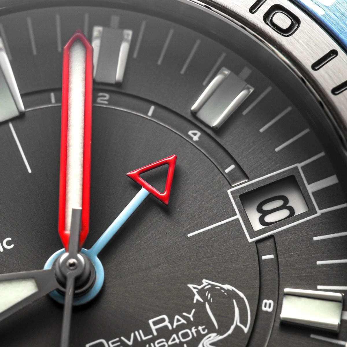 NTH DevilRay - Grey Sunburst GMT - Leather Strap - WatchGecko Exclusive - Image 7