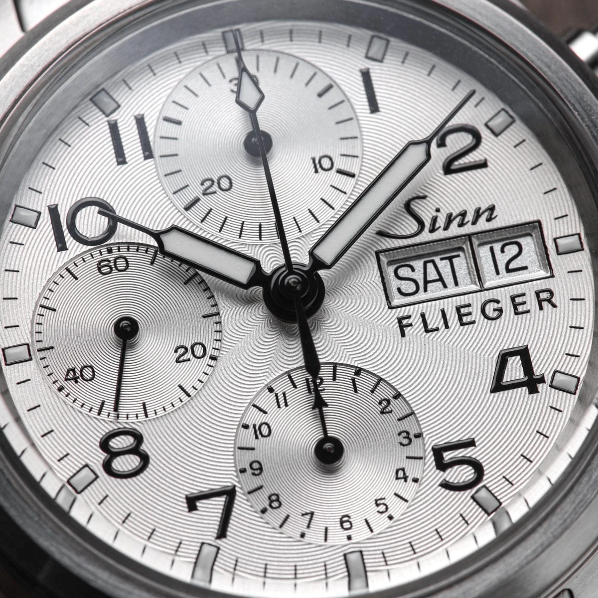 Sinn 356 Sa Pilot III Automatic Chronograph Watch - Silver Dial - Solid Bracelet - Image 3