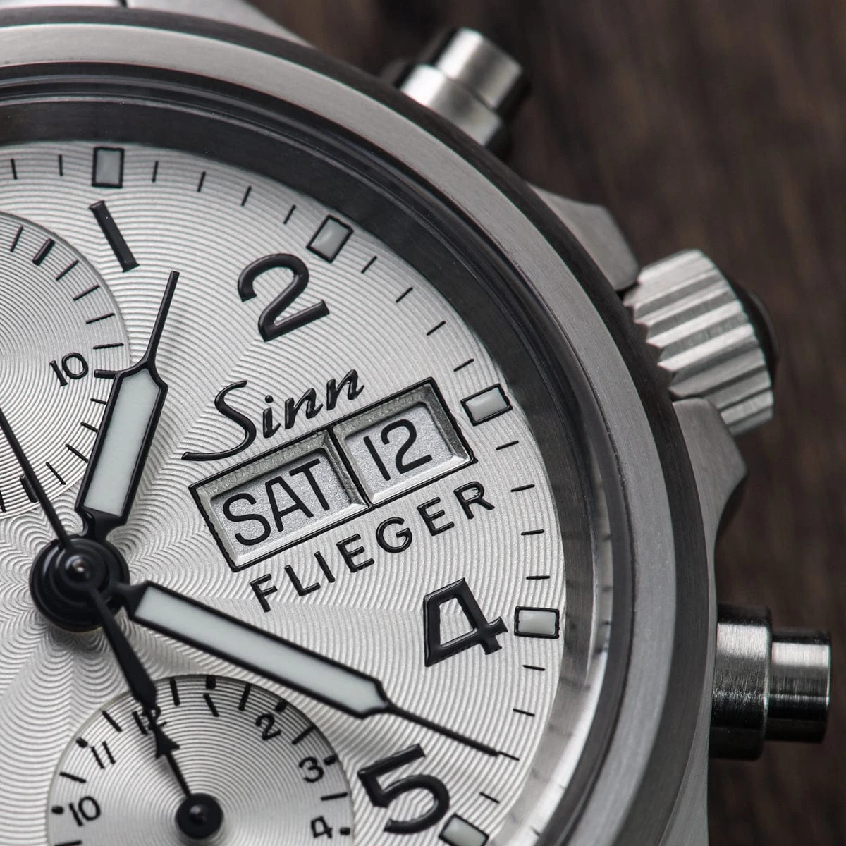 Sinn 356 Sa Pilot III Automatic Chronograph Watch - Silver Dial - Solid Bracelet - Image 4