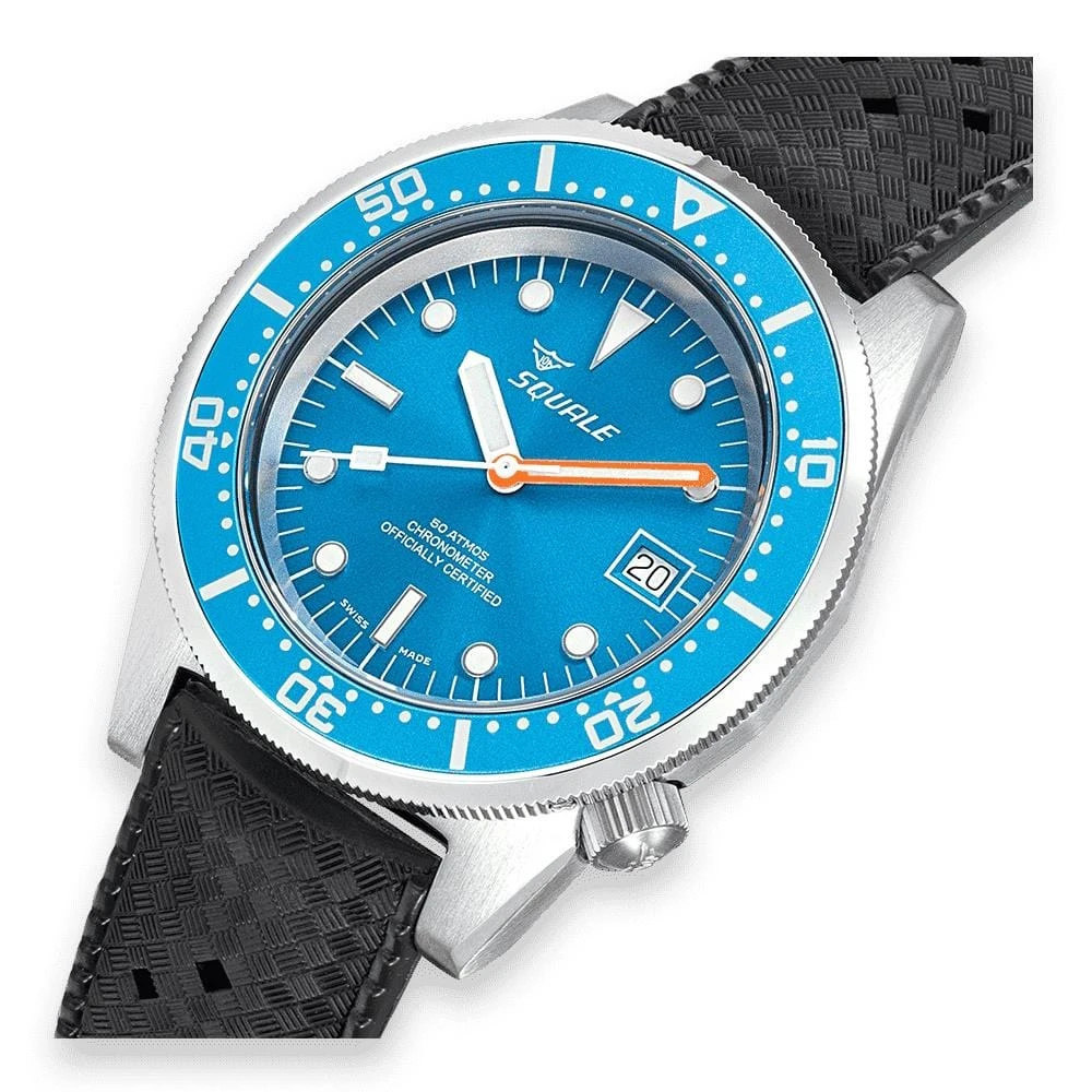 Squale 1521 Swiss Made COSC Diver's Watch - Blue Dial - Rubber And Leather Straps - Image 3