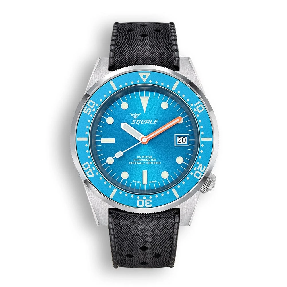 Squale 1521 Swiss Made COSC Diver's Watch - Blue Dial - Rubber And Leather Straps - Image 6